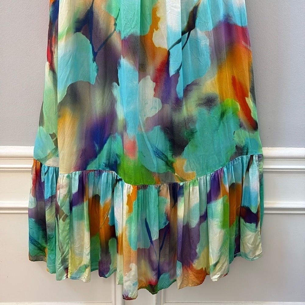 Lavender Brown Maia Dress - Watercolor Print Maxi - Size XS - Picture 6 of 14
